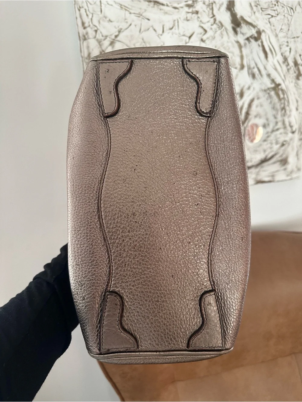 Prada Metallic Taupe/Bronze Leather Satchel
